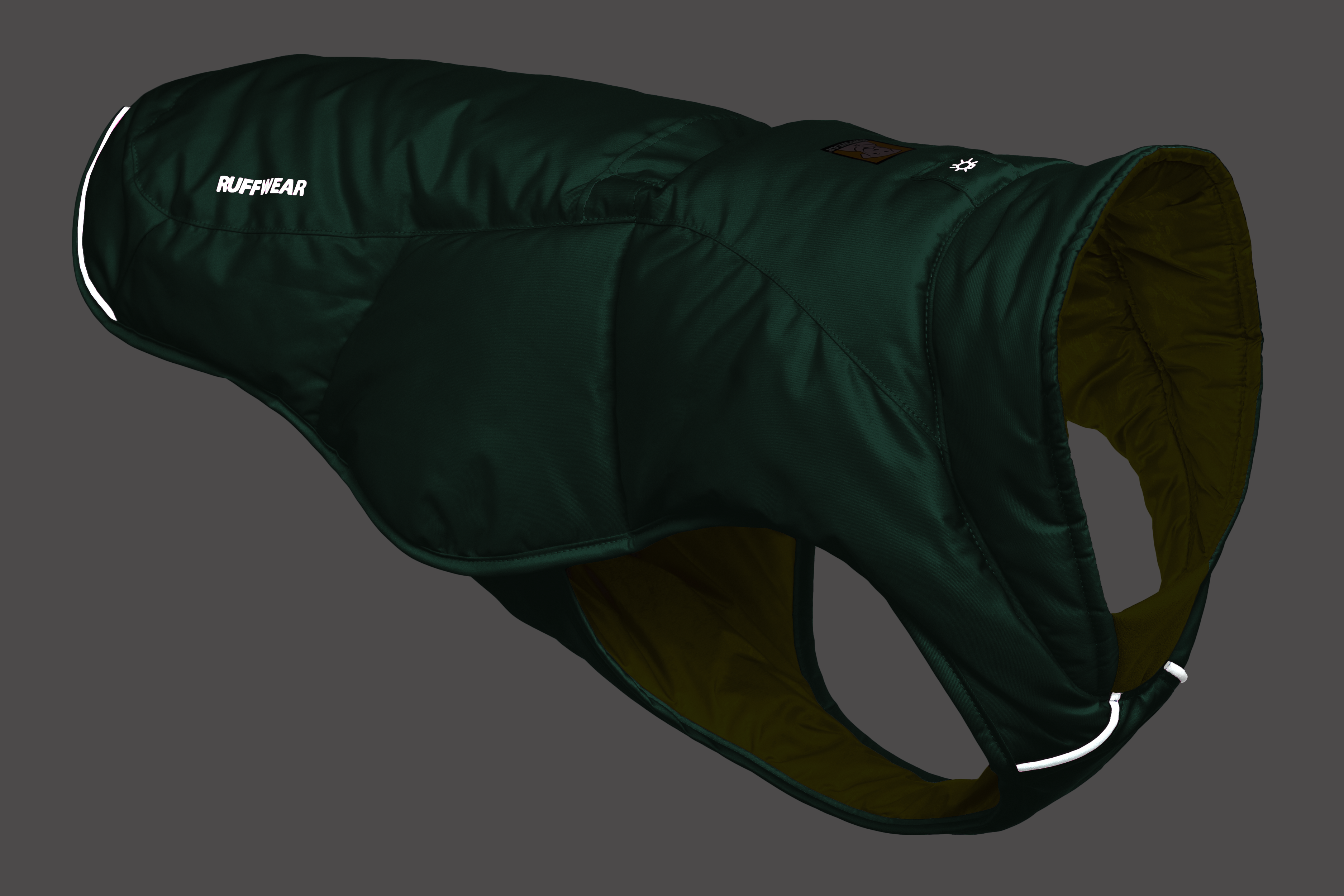 Chamarra para Perros Quinzee™ - Acolchada y Plegable - Verde Piedra (River Rock Green) | Ruffwear®