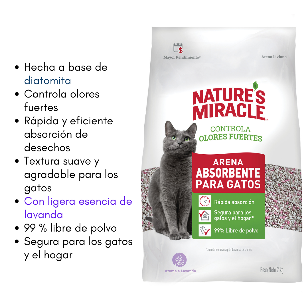 Arena Absorbente para Gatos con Aroma a Lavanda - Control de Olores Fuertes | Nature’s Miracle®