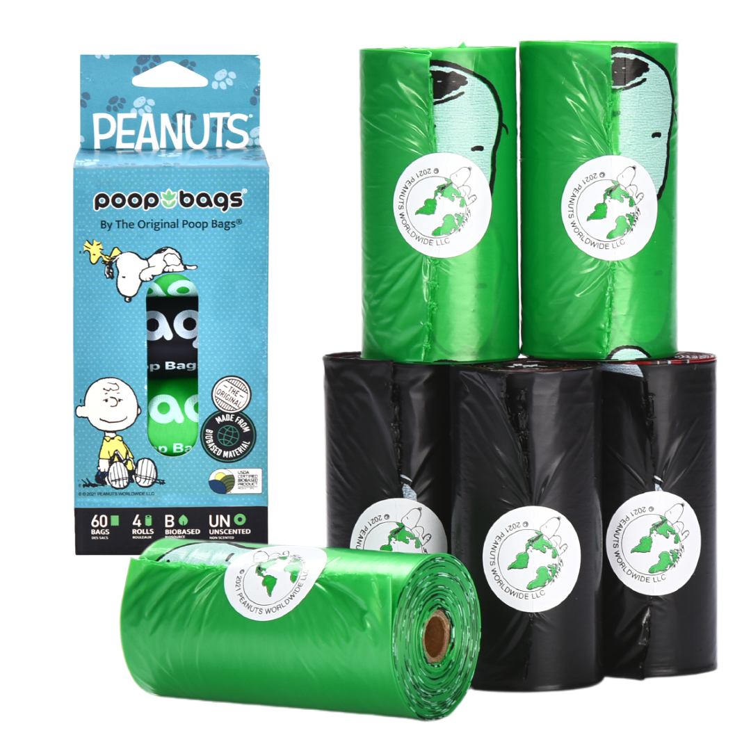 60 Bolsas p/Popo - Poop Bags de Snoopy (4 Rollos con 15 Bolsas)