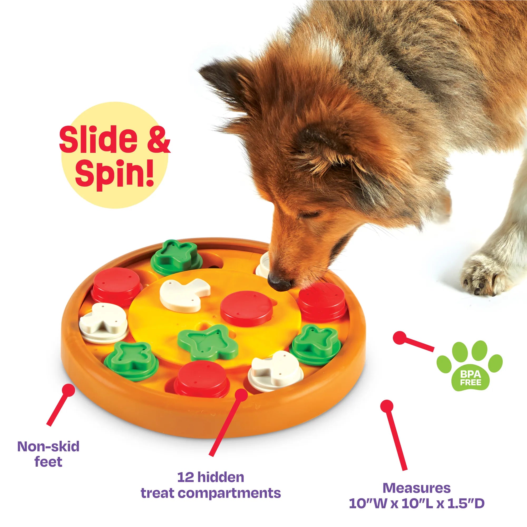 Pizza Party! Treat Puzzle - Juguete Interactivo para Perros | Brightkins®