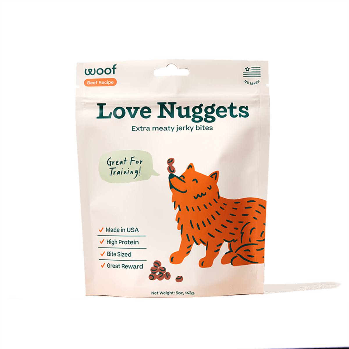 Love Nuggets de Res para Perros | Bocadillos Saludables y Nutritivos de Woof