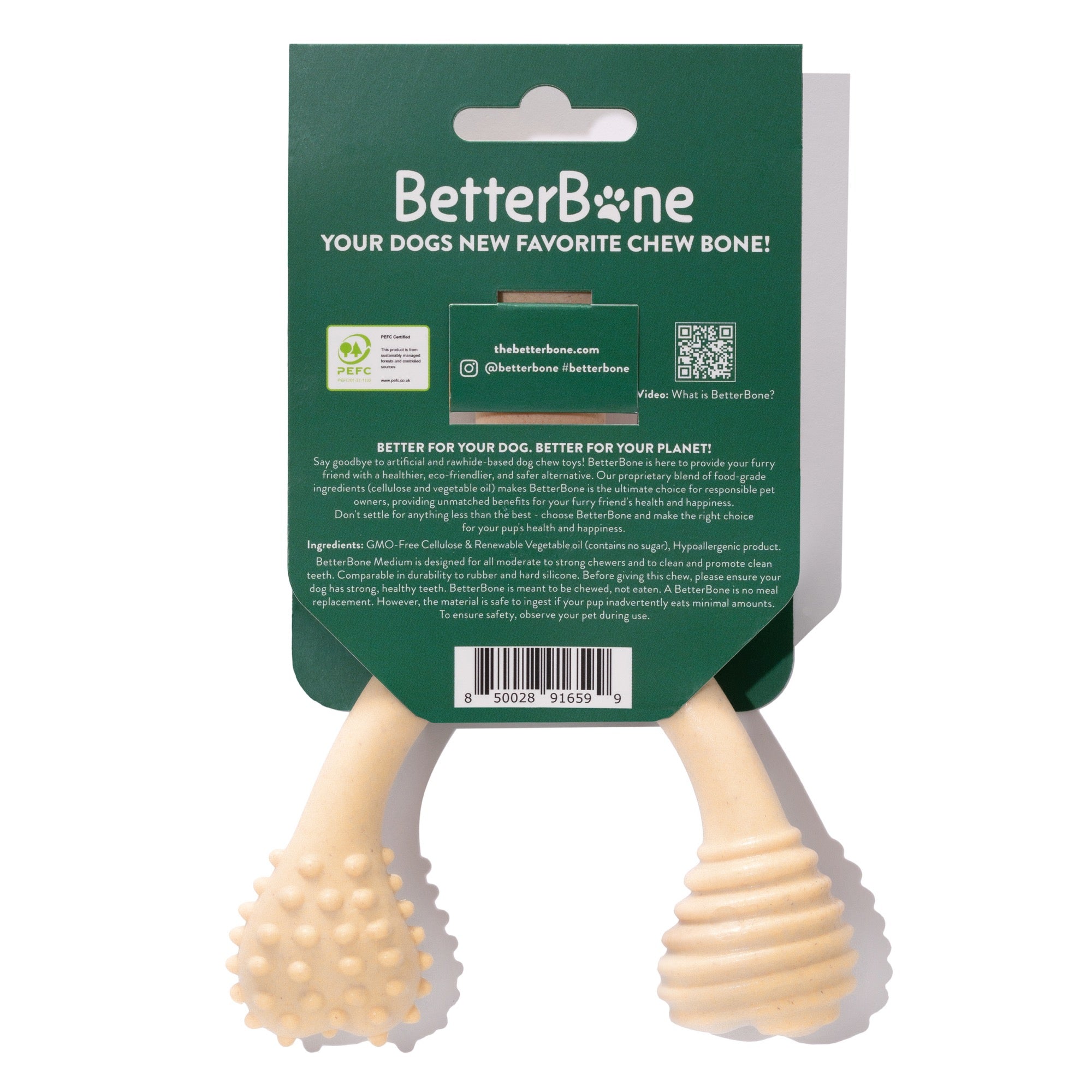 BetterBone MEDIUM: Hueso Masticable HIPOALERGENICO para Perros