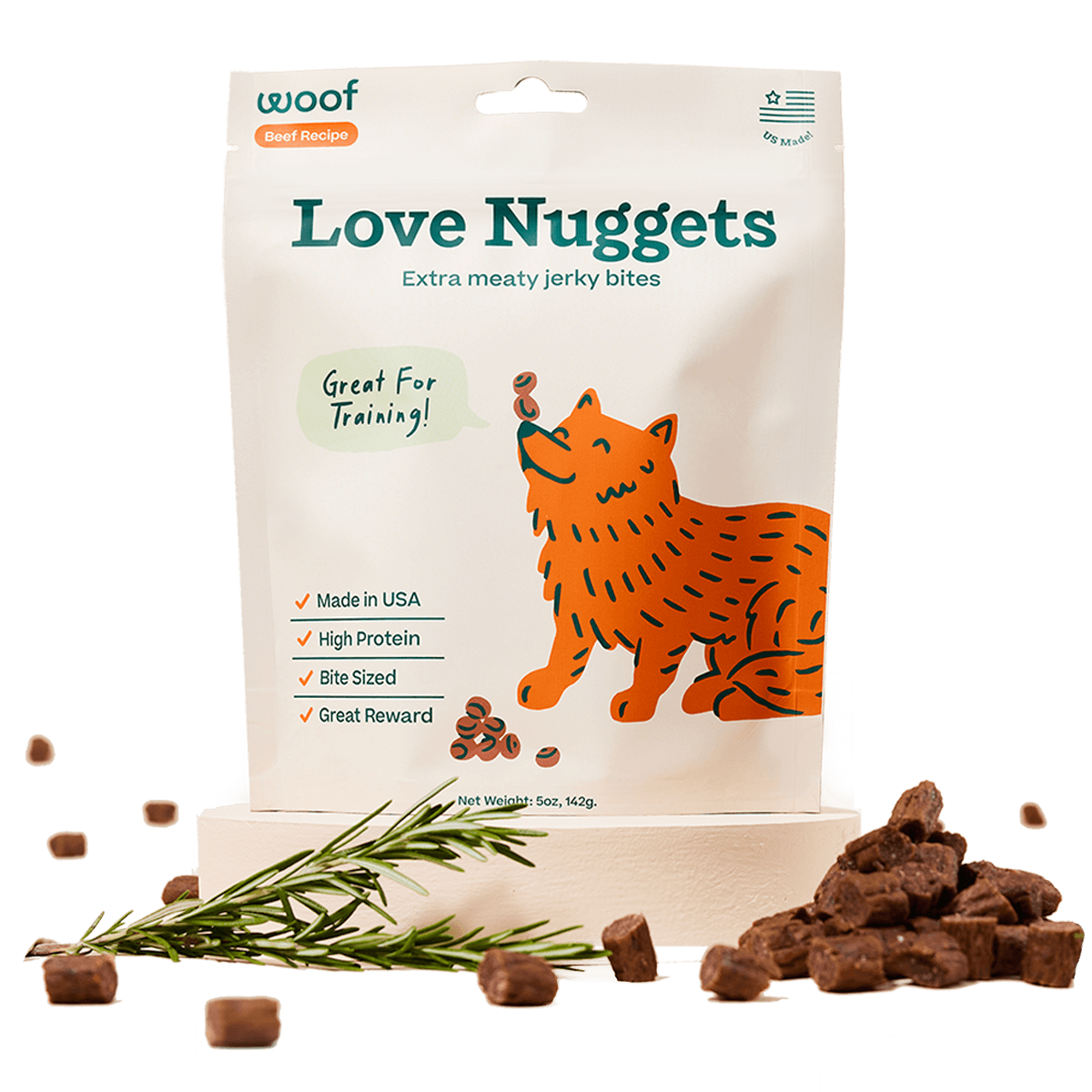 Love Nuggets de Res para Perros | Bocadillos Saludables y Nutritivos de Woof