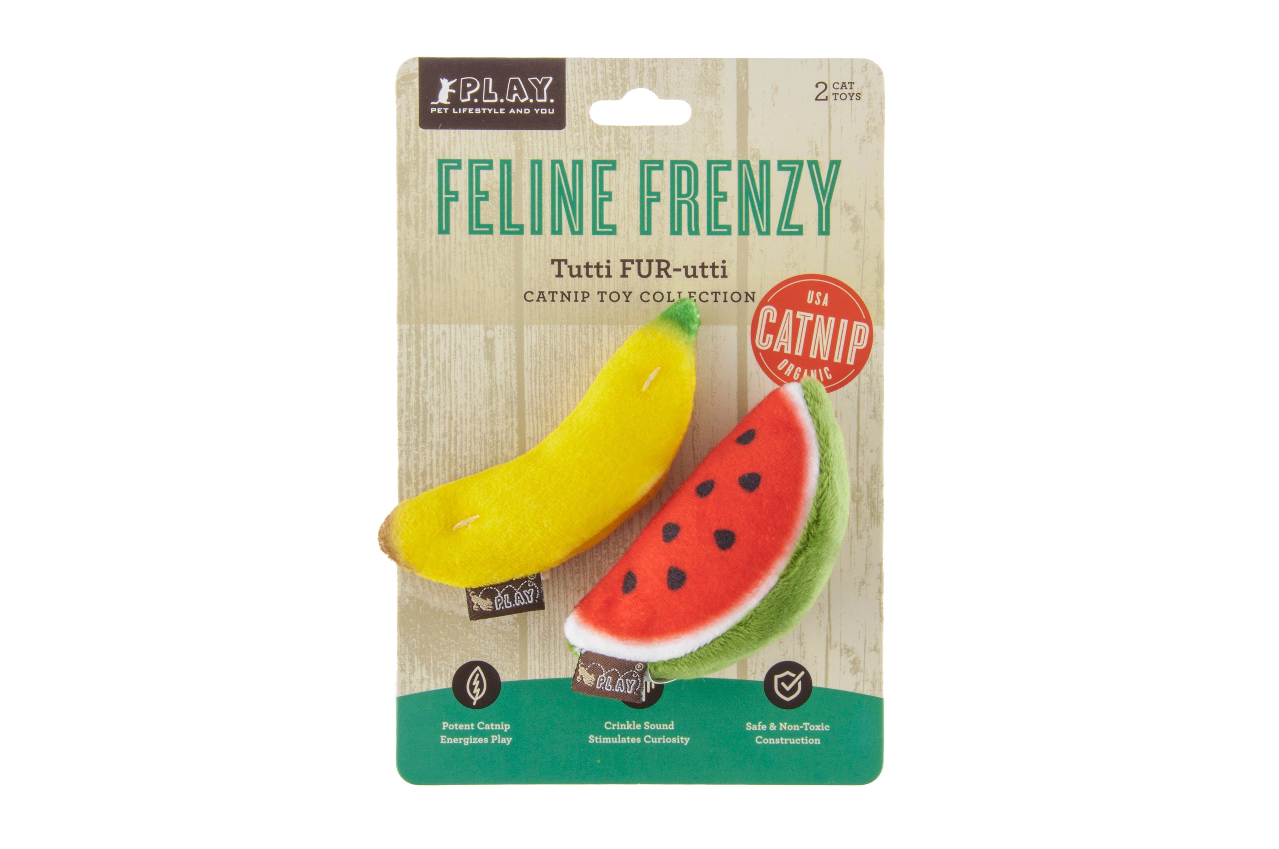 Feline Frenzy Juguete con Catnip para Gatos - Tutti FUR-utti (2 Piezas) | Pet P.L.A.Y.