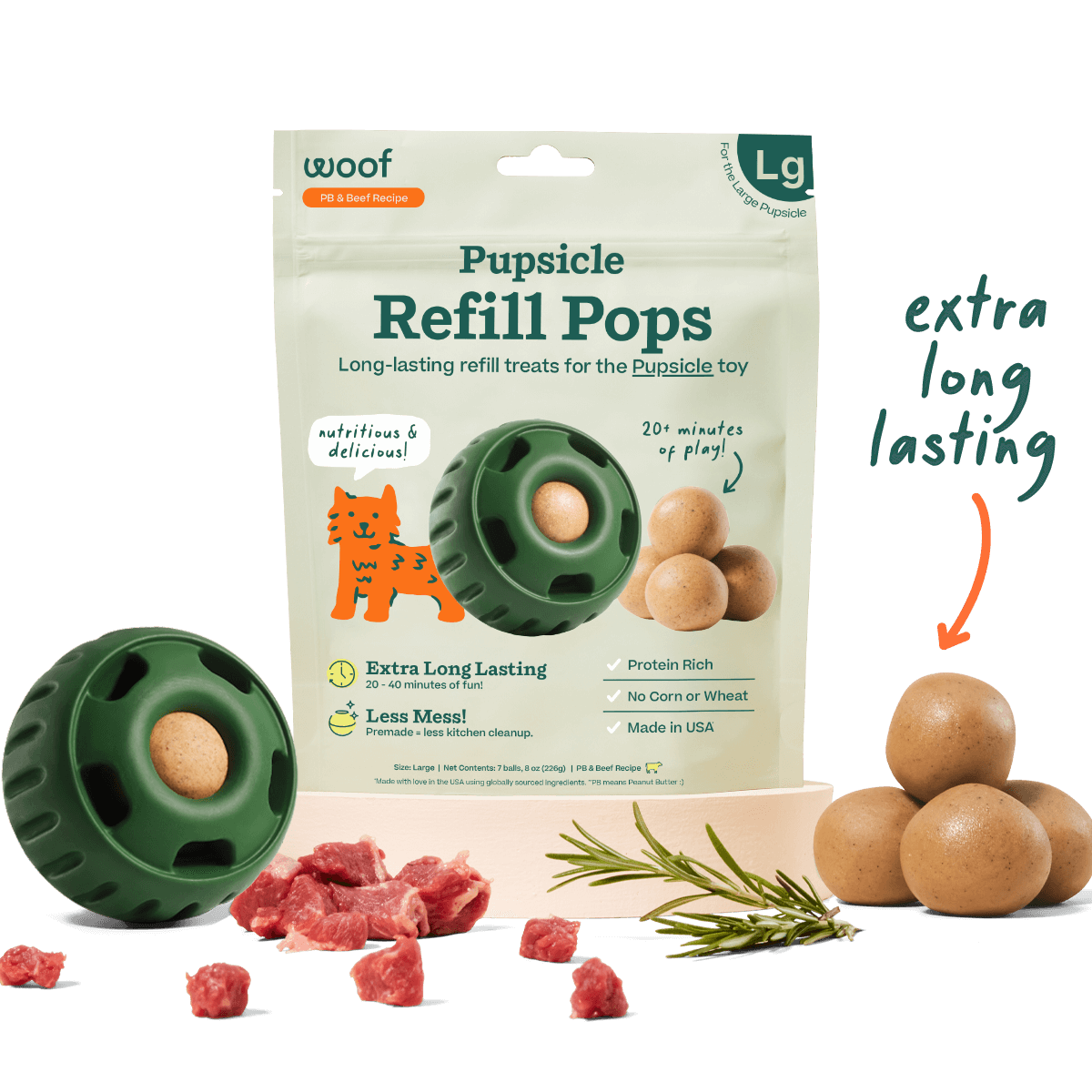 Pupsicle Pops de Res para Perros | Complemento Perfecto para The Pupsicle de Woof