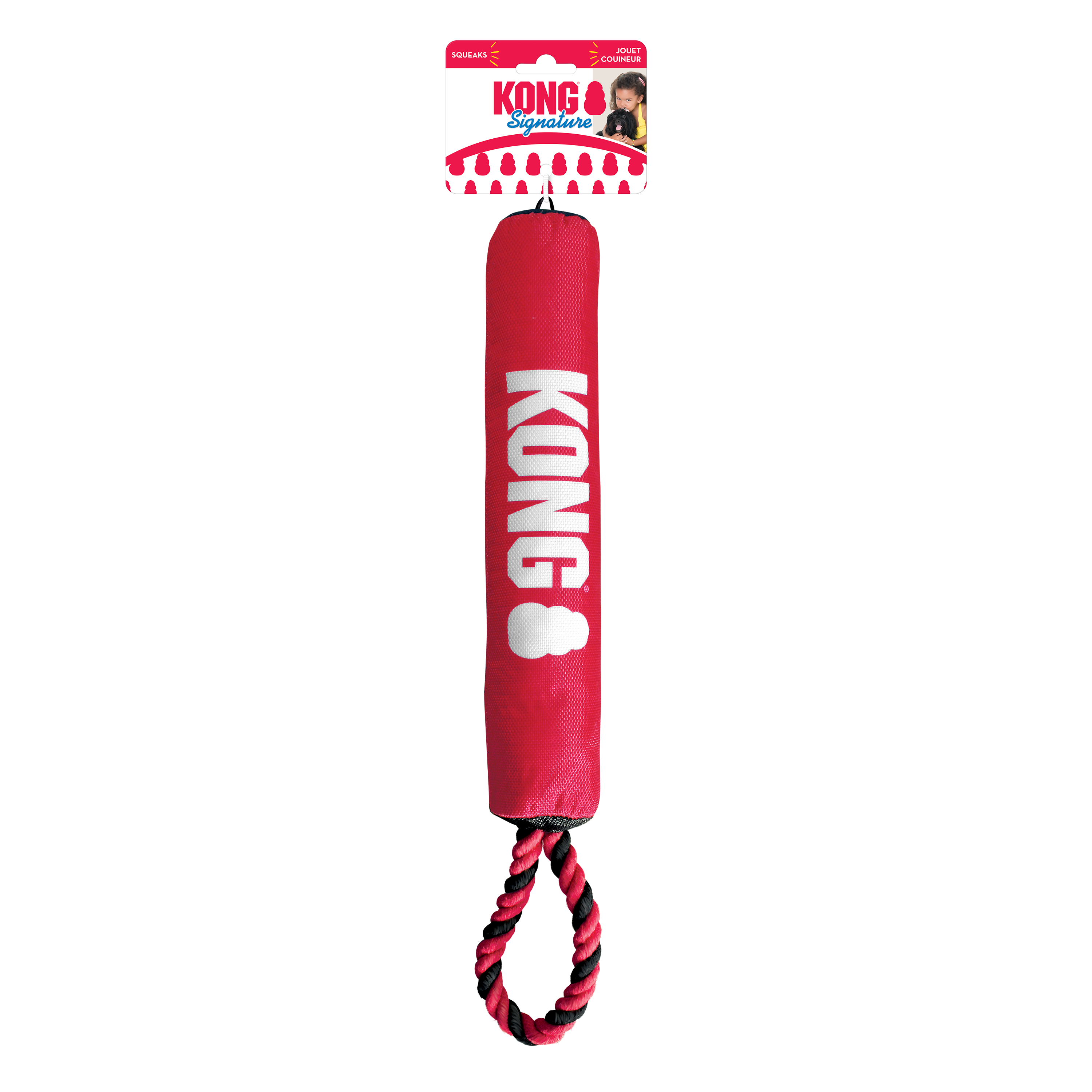 Juguete Resistente KONG Signature Stick con Cuerda para Perros