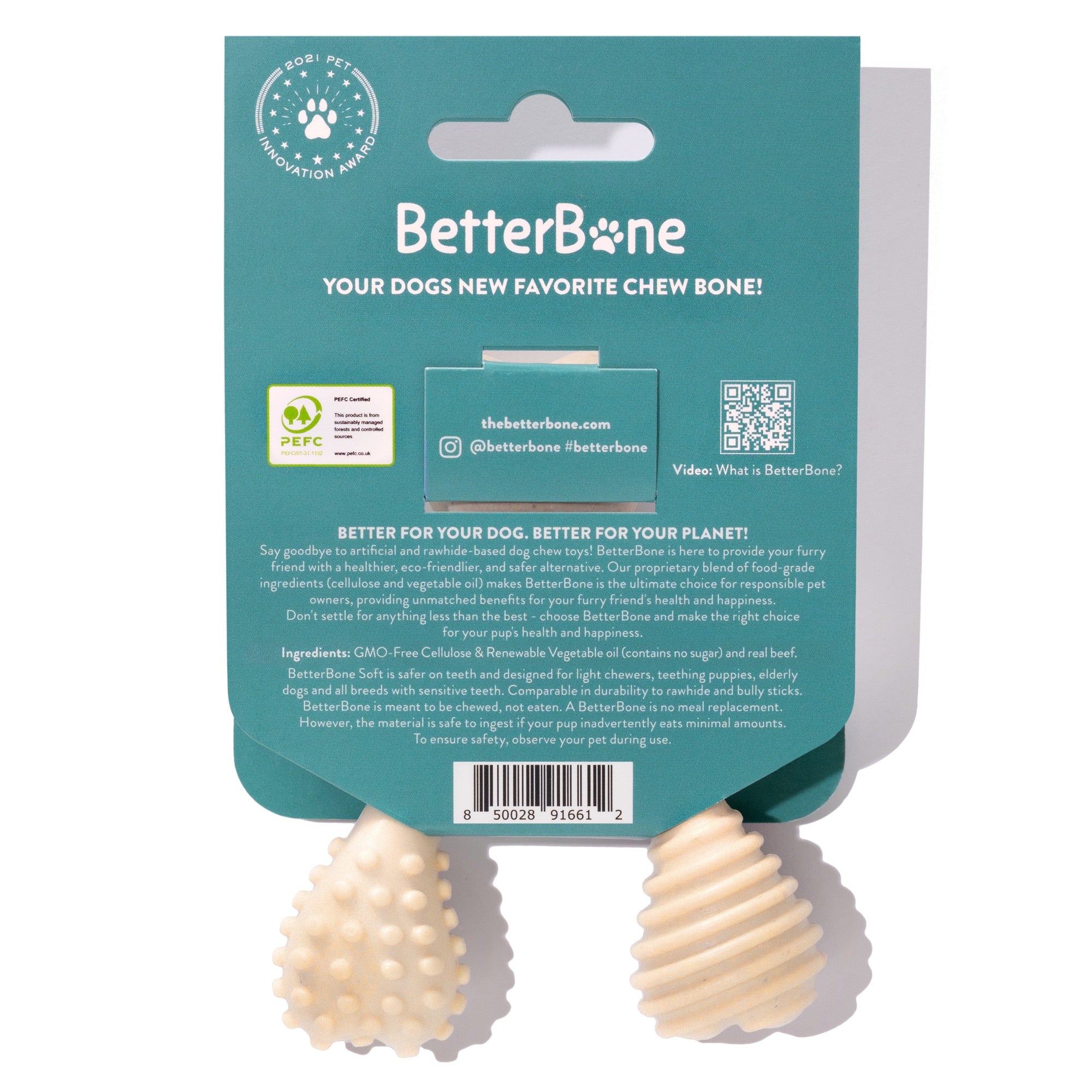 BetterBone CLASSIC Beef: Hueso Masticable con CARNE para Perros