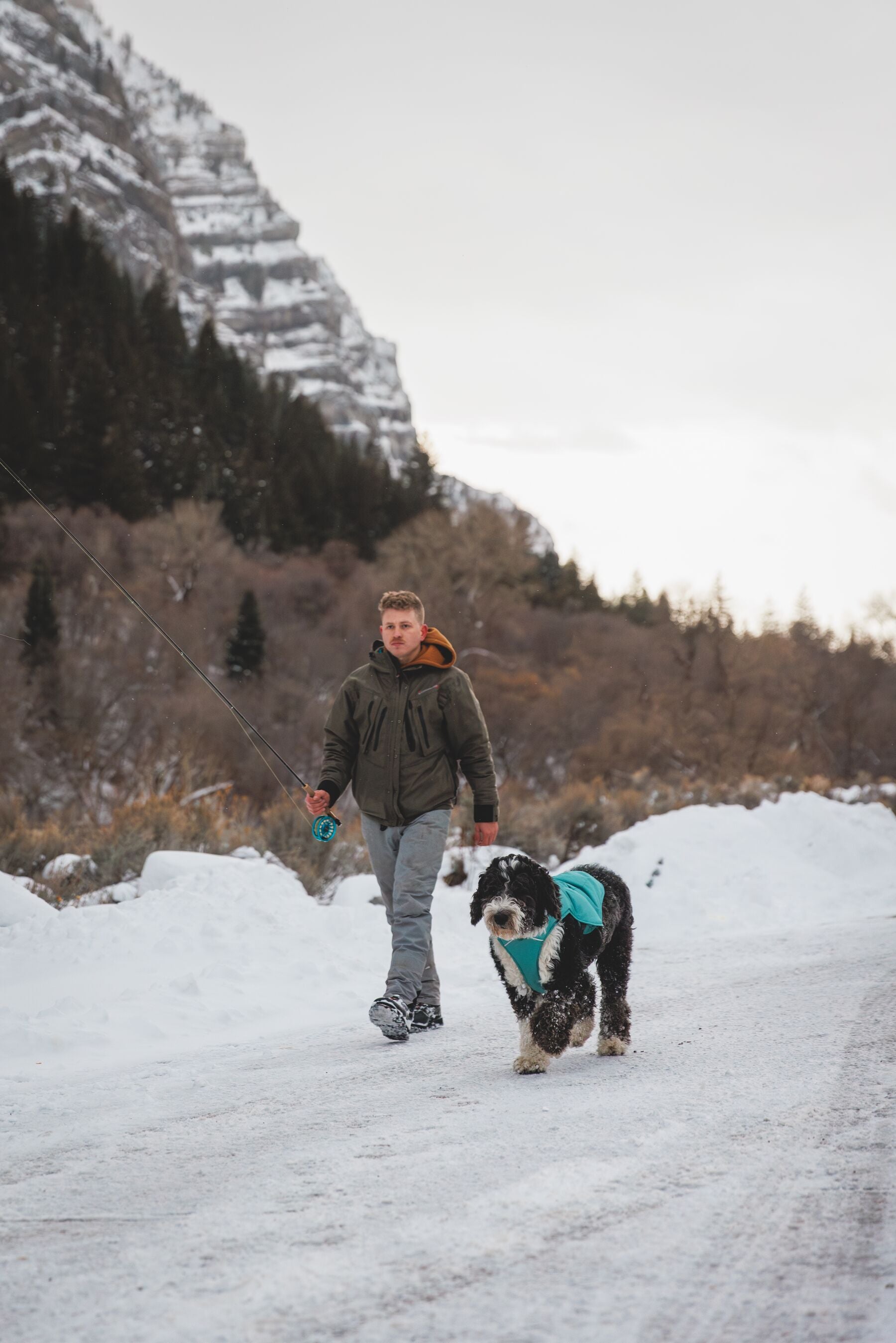 Chamarra para Perros Quinzee™ - Acolchada y Plegable - Verde Piedra (River Rock Green) | Ruffwear®