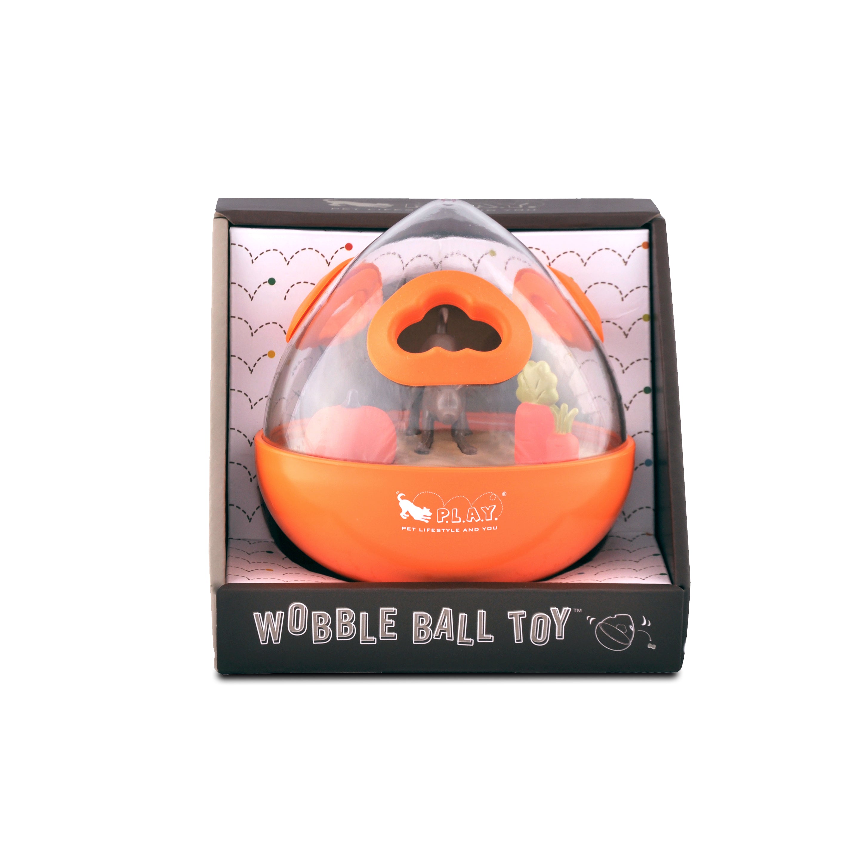 Wobble Ball Juguete Dispensador de Premios para Perros - Naranja | Pet P.L.A.Y.