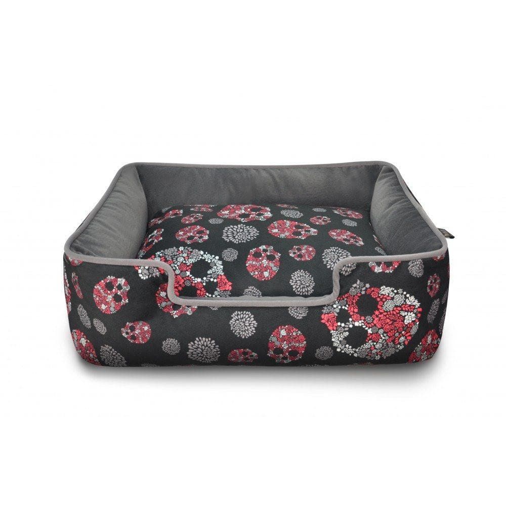 Cama Para Perros de Rosas y Calaveras Lounge Bed de Pet P.L.A.Y.